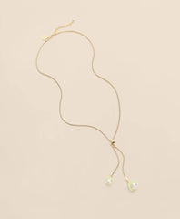 Gold-Tone Faux Pearl Lariat Necklace