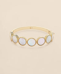 Gold-Tone Mother-Of-Pearl Bangle Bracelet