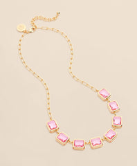 Gold-Tone Pink-Stone Collar Necklace