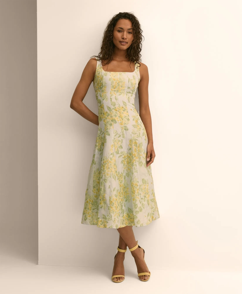 Linen Blend Floral Tank Dress
