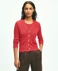 Linen Cable V-Neck Cardigan
