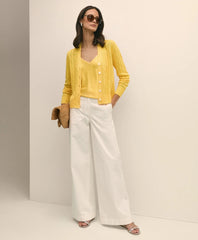 Linen Cable V-Neck Cardigan