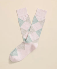 Linen-Cotton Blend Argyle Socks