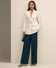Linen Double-Breasted Peak Lapel Jacket