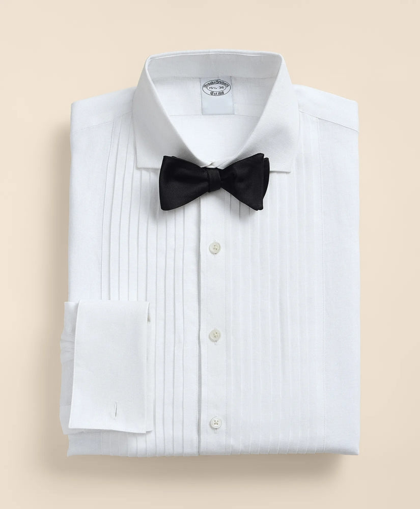 Linen Londoner Collar, Pleated Bib Tuxedo Shirt