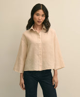 Linen Relaxed Bell-Sleeve Cropped Shirt