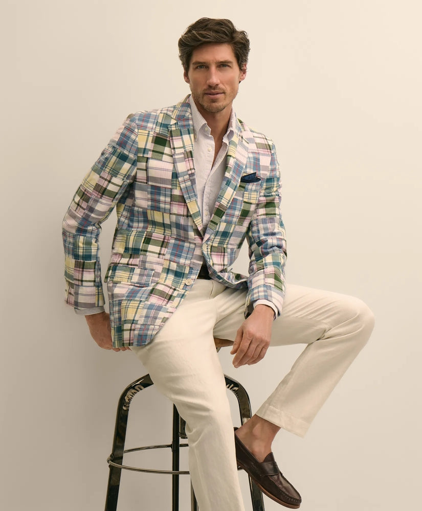 No. 1 Sack Sport Coat in Cotton Patchwork Madras