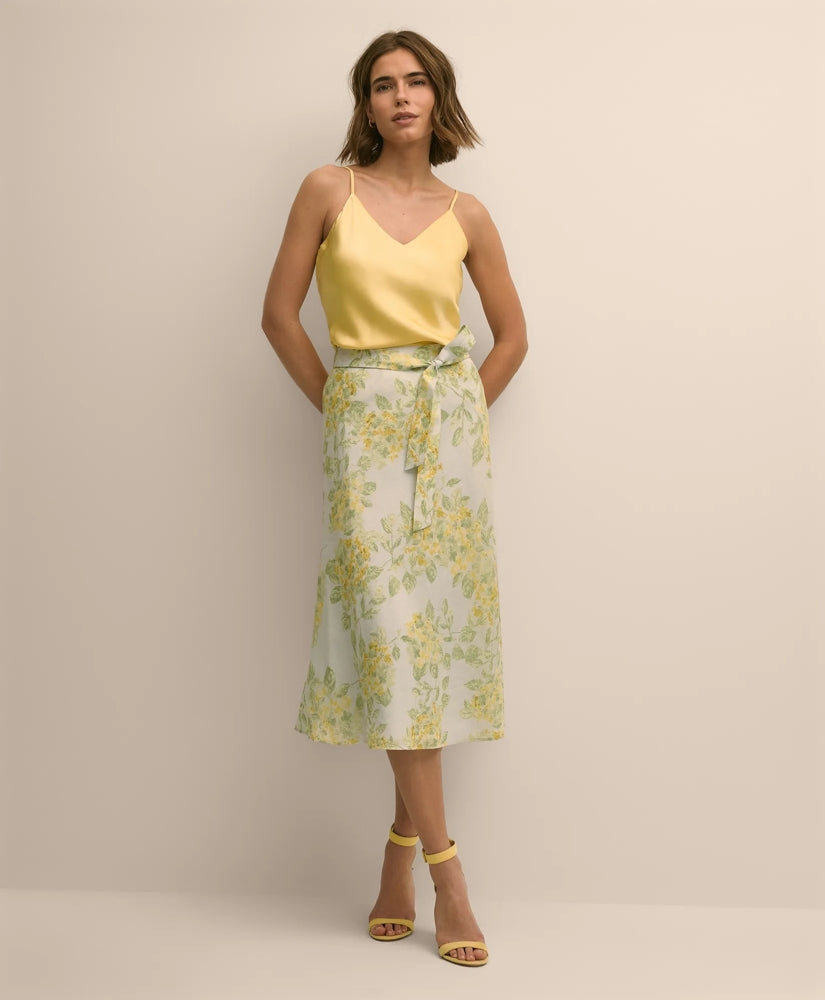 Linen A-Line Waist-Tie Skirt
