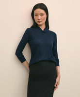 Silk Cashmere Twist Neck Sweater