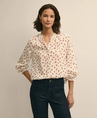 Silk-Cotton Floral Print Blouse