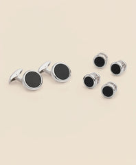Sterling Silver Onyx Rhodium-Plated Cufflinks