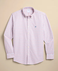Stretch Cotton Non-Iron Oxford Polo Button Down, Windowpane Sport Shirt