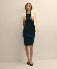 Stretch Crepe Short-Sleeve Sheath Dress