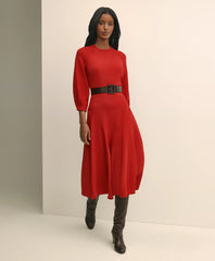 Viscose Blend Shirred-Sleeve Dress