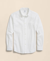 Washed Cotton Seersucker Button-Down Collar Sport Shirt