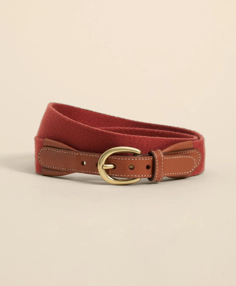Webbed Leather-Accent Belt