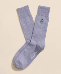Cotton Blend Ribbed Socks with Embroidered Golden Fleece