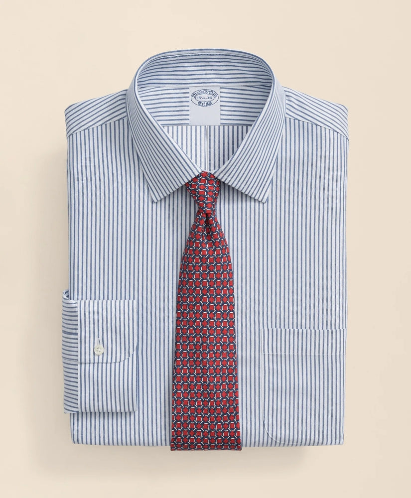 Brooks Brothers Explorer Collection Non-Iron Twill Ainsley Collar, Stripe Dress Shirt