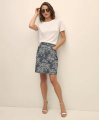 Cotton Blend Floral Jacquard Mini Skirt
