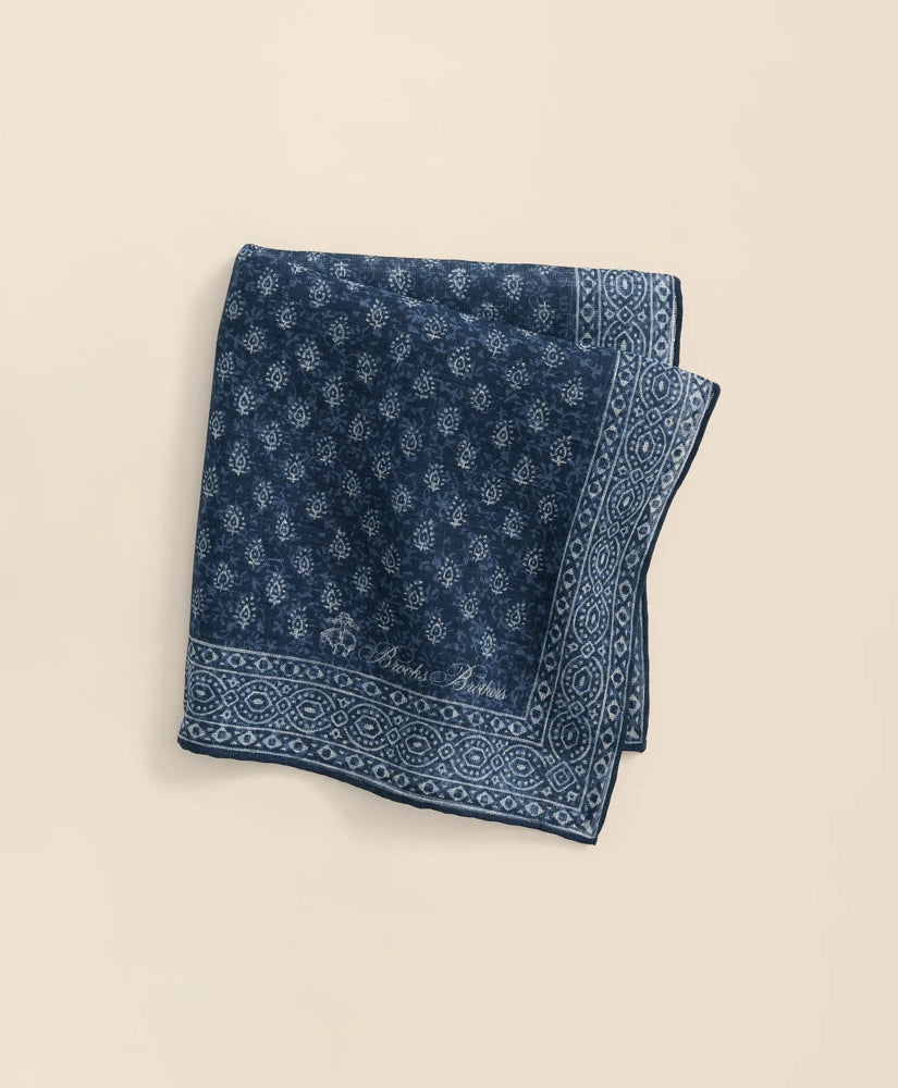 Batik Foulard Cotton-Linen Pocket Square