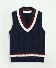 Vintage-Inspired Tennis V-Neck Vest in Supima