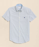 Stretch Non-Iron Oxford Button-Down Collar, Bengal Stripe Short- Sleeve Sport Shirt