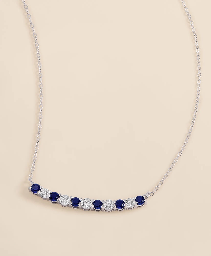 0.63 CT. Lab-Grown Diamond 3mm Sapphire 14k White Gold Necklace