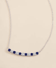 0.63 CT. Lab-Grown Diamond 3mm Sapphire 14k White Gold Necklace