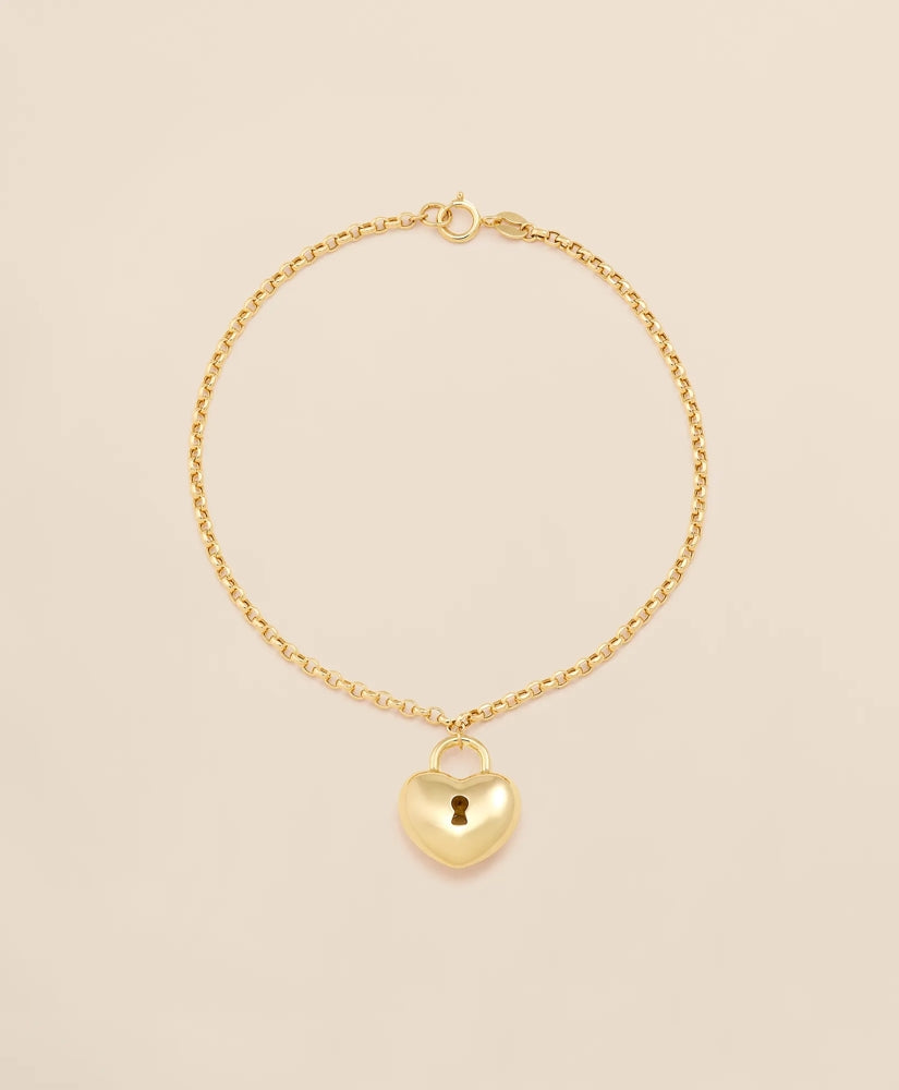 14k Gold Heart Pendant Bracelet