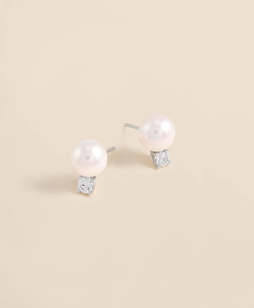 14k White Gold Pearl Stud Earrings