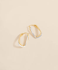 14k Yellow-White Gold Hoop Earrings