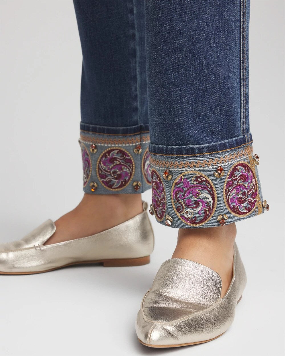 Chico's Clothing Embellished Pull-On Slim Ankle Jeggings