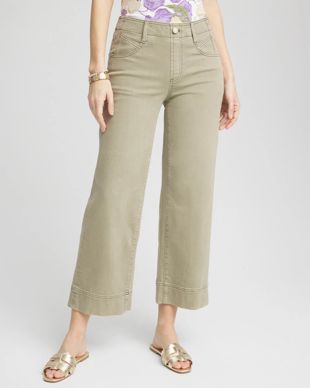 Chico's Clothing Pull-On Wide-Leg Cropped Jeans