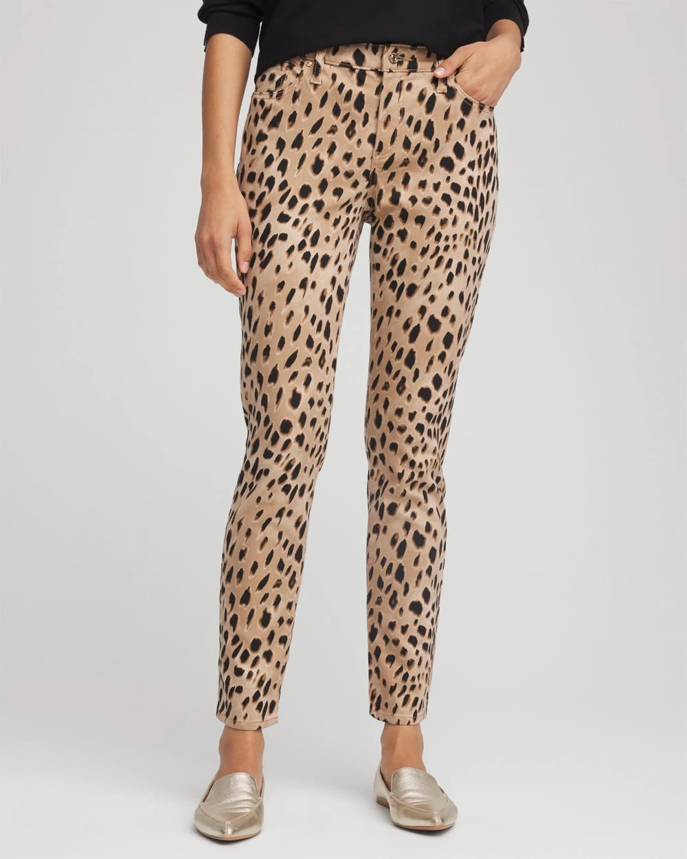Chico's Clothing Leopard Girlfriend Slim Ankle Jeans