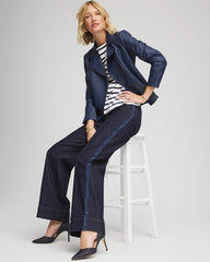 Chico's Clothing Petite Frayed High-Rise Wide-Leg Jeans