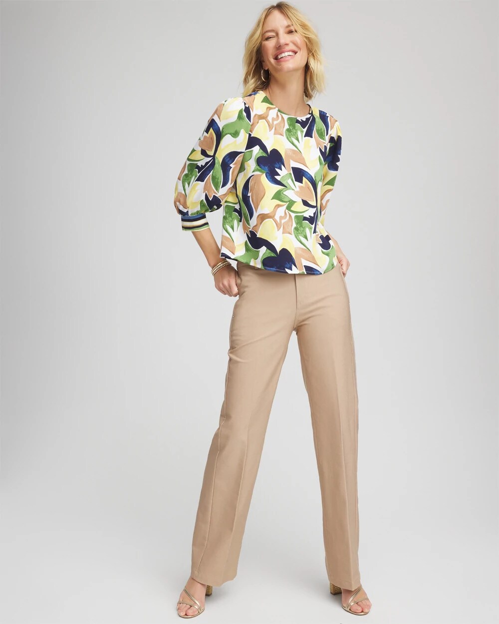 Chico's Clothing Petite Cotton Straight-Leg Trousers