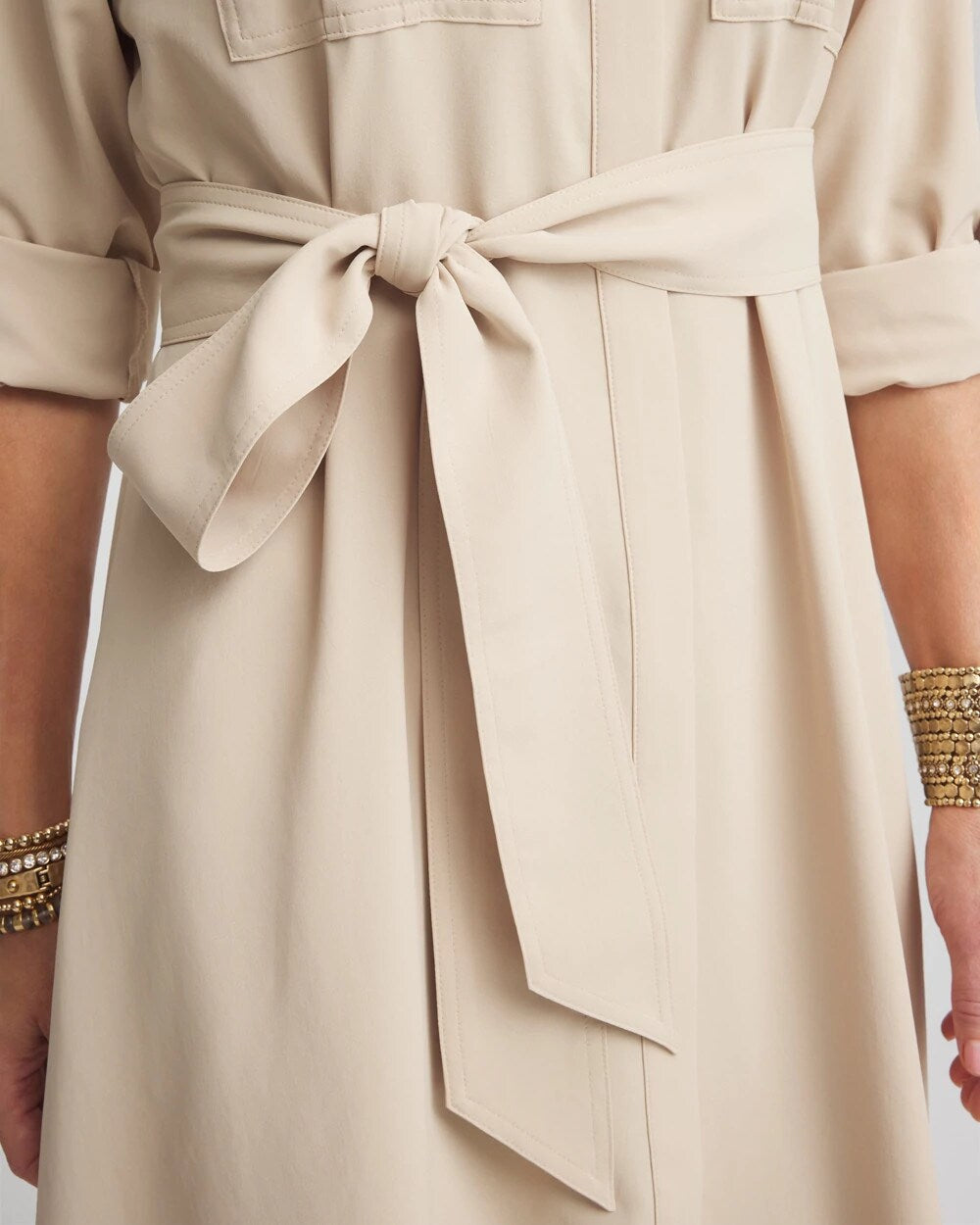 Chico's Clothing Twill Belted Midi Shirtdress