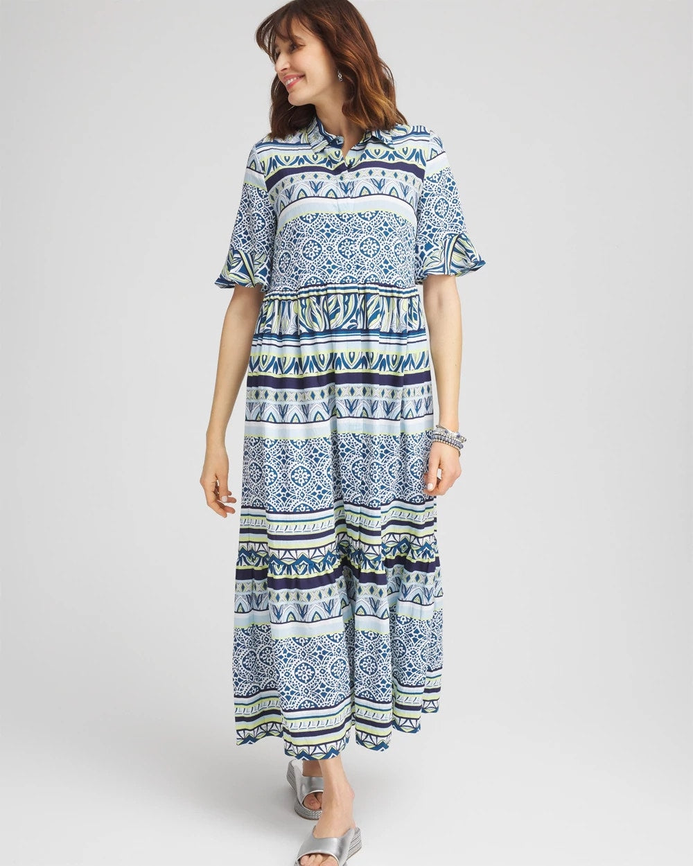 Chico's Clothing Flutter-Sleeved Maxi Dress