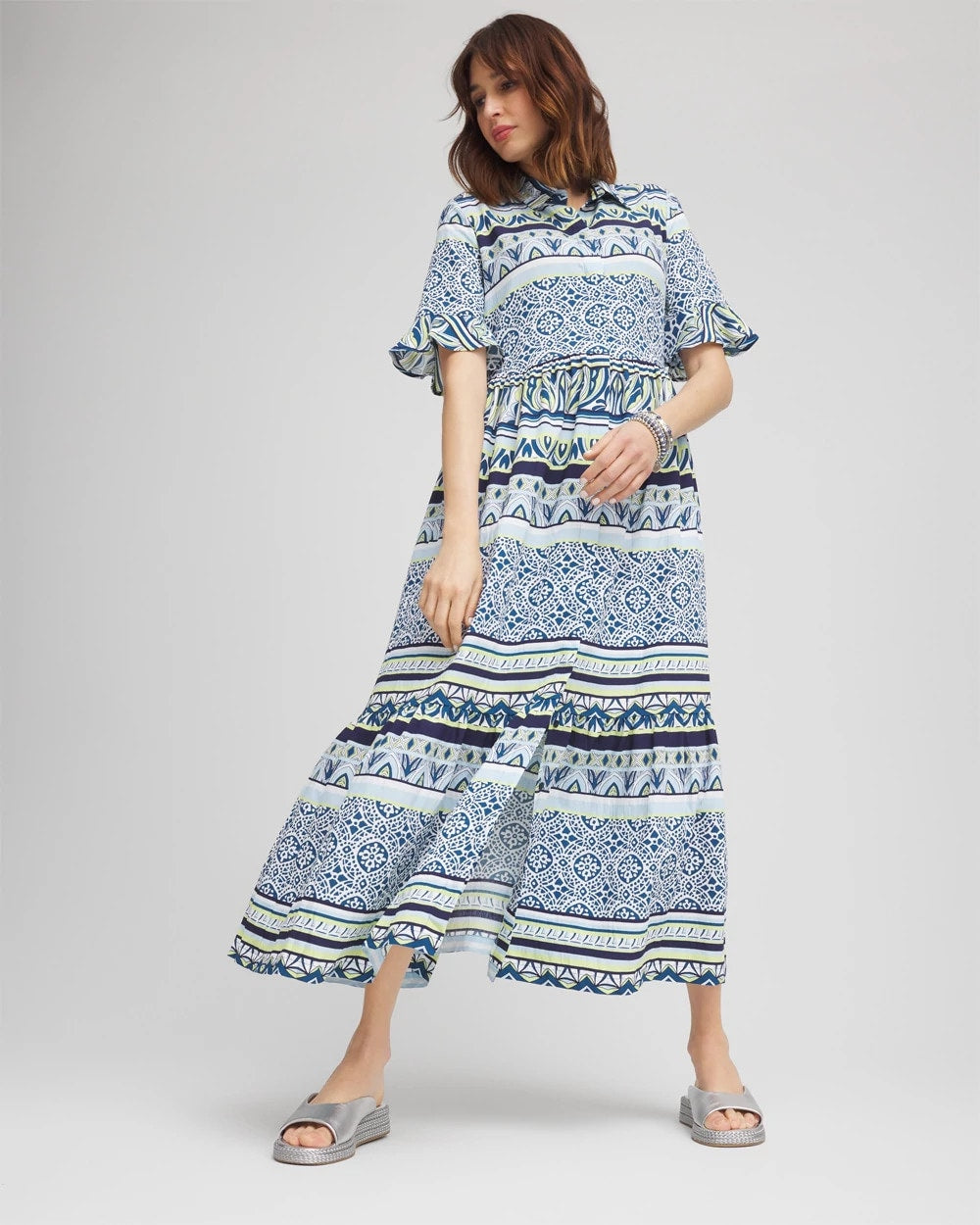 Chico's Clothing Flutter-Sleeved Maxi Dress