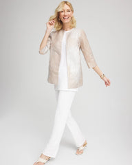 Chico's Clothing Travelers™ Collection Metallic 3/4 Sleeve Jacket