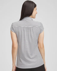 Chico's Clothing Zenergy® UPF Stripe Cap Sleeve Polo