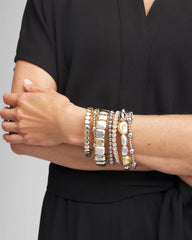Chico's Jewelry Mixed-Metal Matte Square Stretch Bracelet