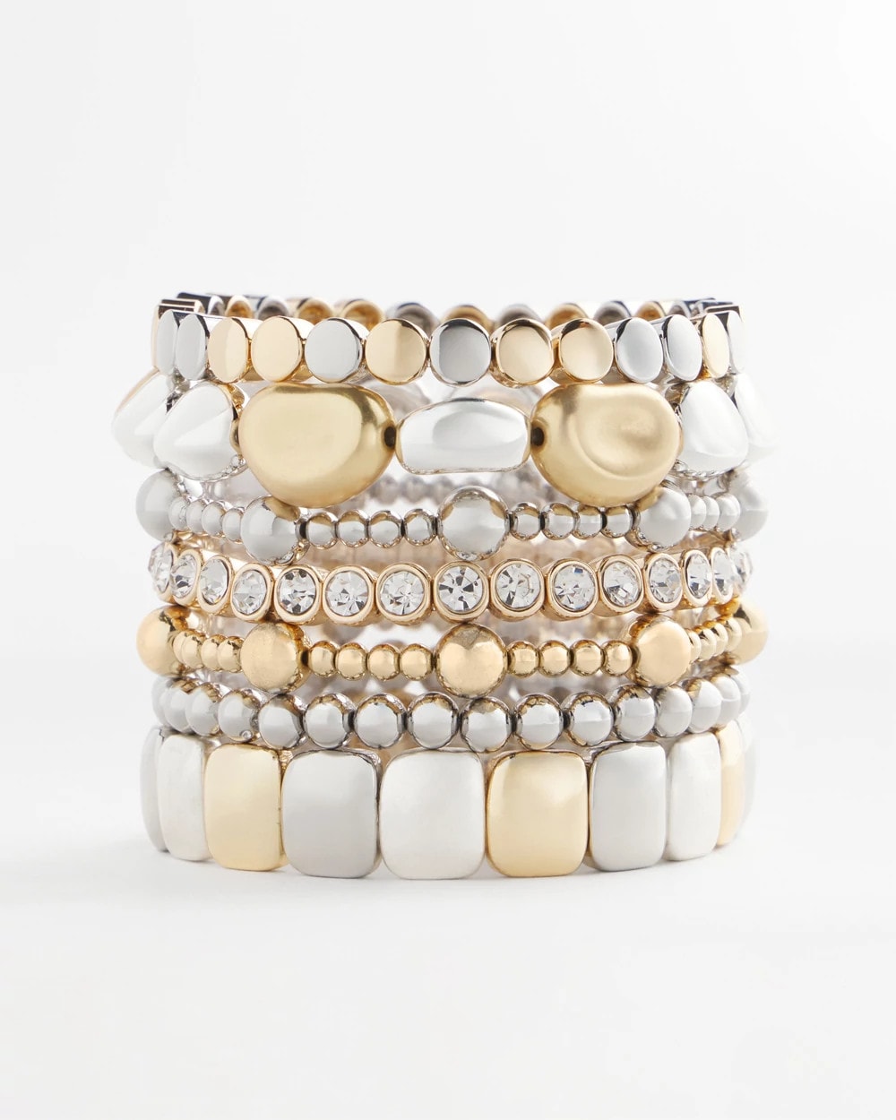 Chico's Jewelry Gold & Silver Tone Beaded Stretch Bracelet