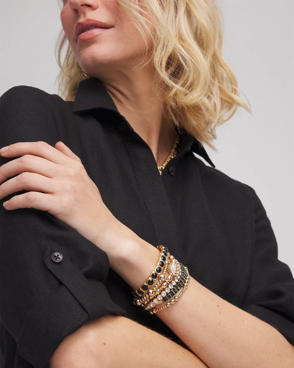 Chico's Jewelry Goldtone Stretch Watchband Bracelet