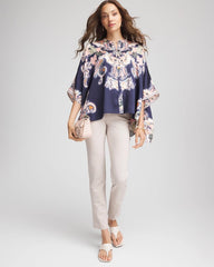 Chico's Accessories Collarless Floral-Paisley Poncho