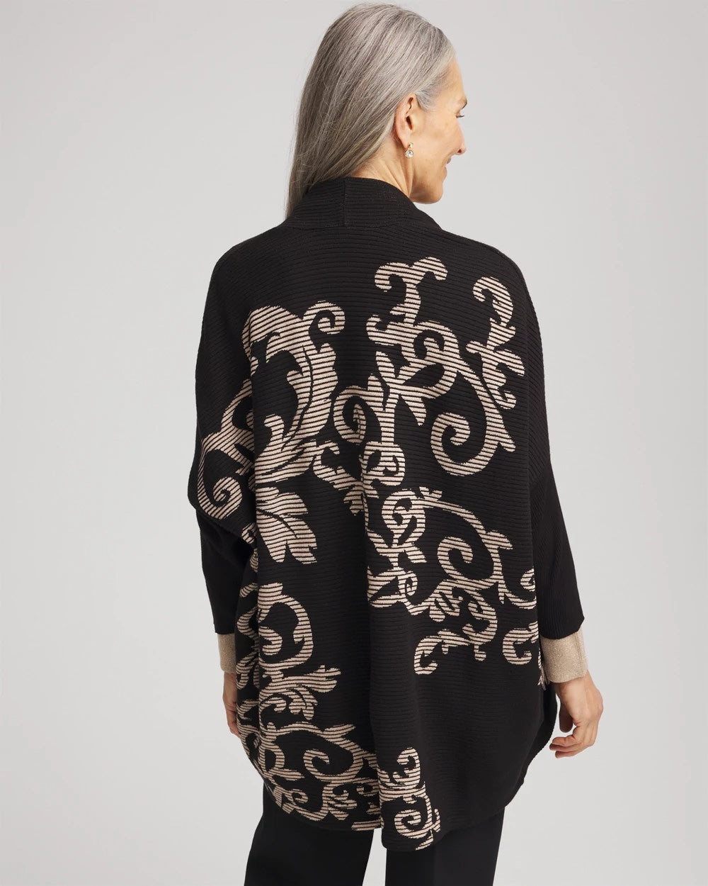 Chico's Accessories Ottoman Jacquard Cocoon Cardigan