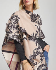 Chico's Accessories Reversible Printed Fringe Ruana