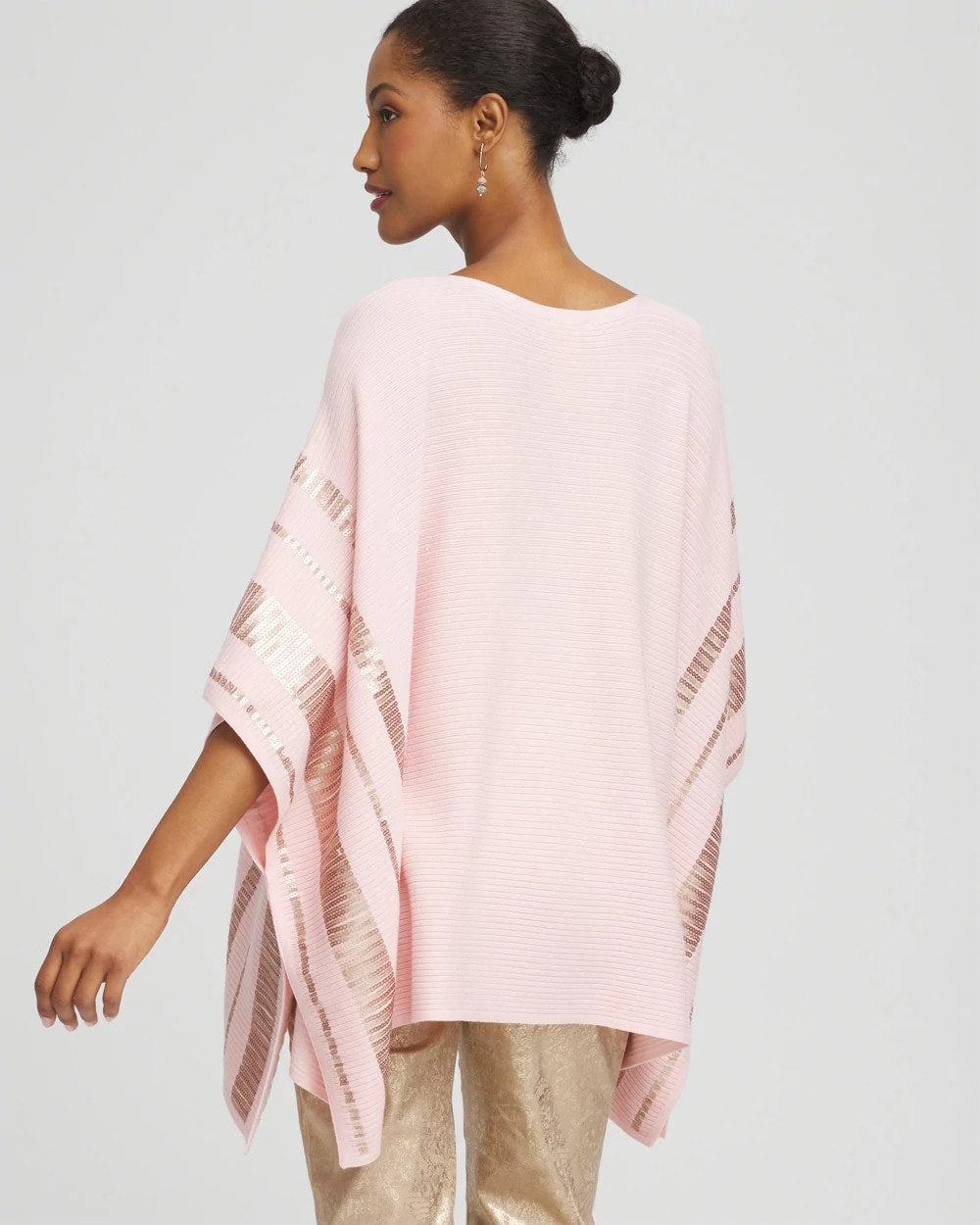 Chico's Accessories Sequin Striped Sweater Poncho