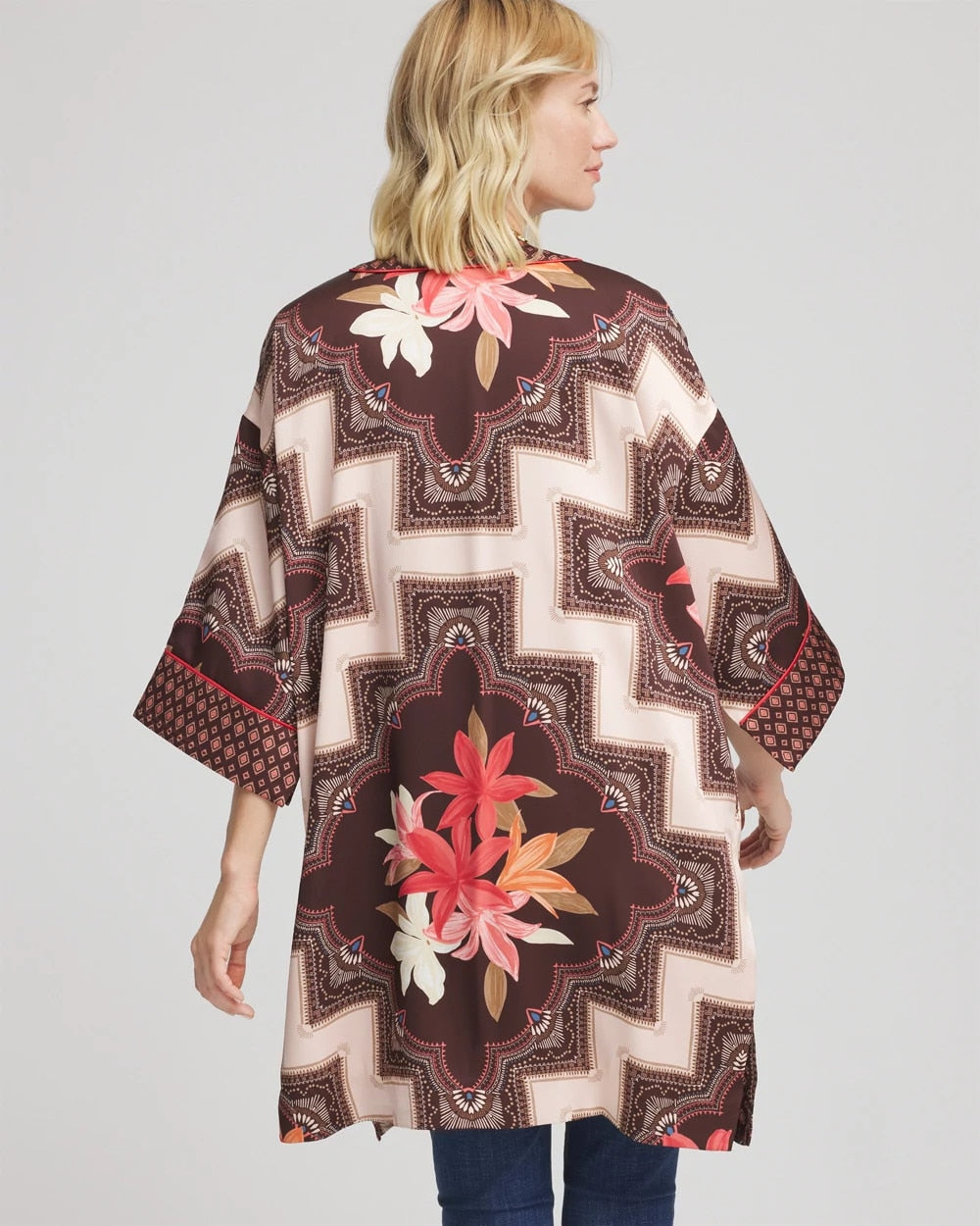 Chico's Accessories Long Mixed-Print Kimono