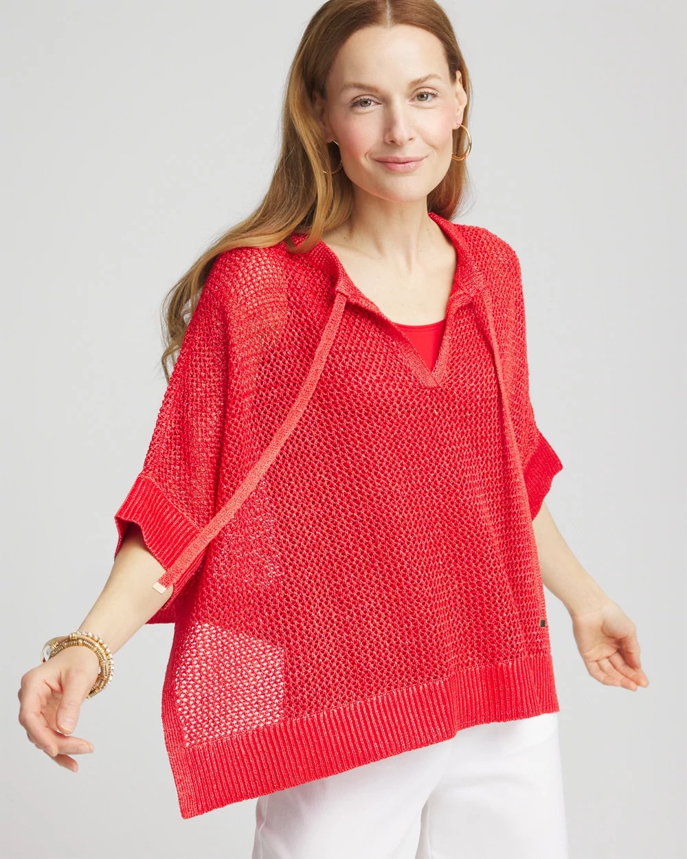 Chico's Accessories Sequin Open Knit Poncho